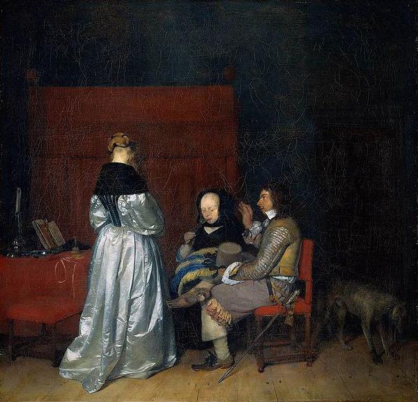 Gerard ter Borch the Younger Three Figures conversing in an Interior, known as The Paternal Admonition oil painting image